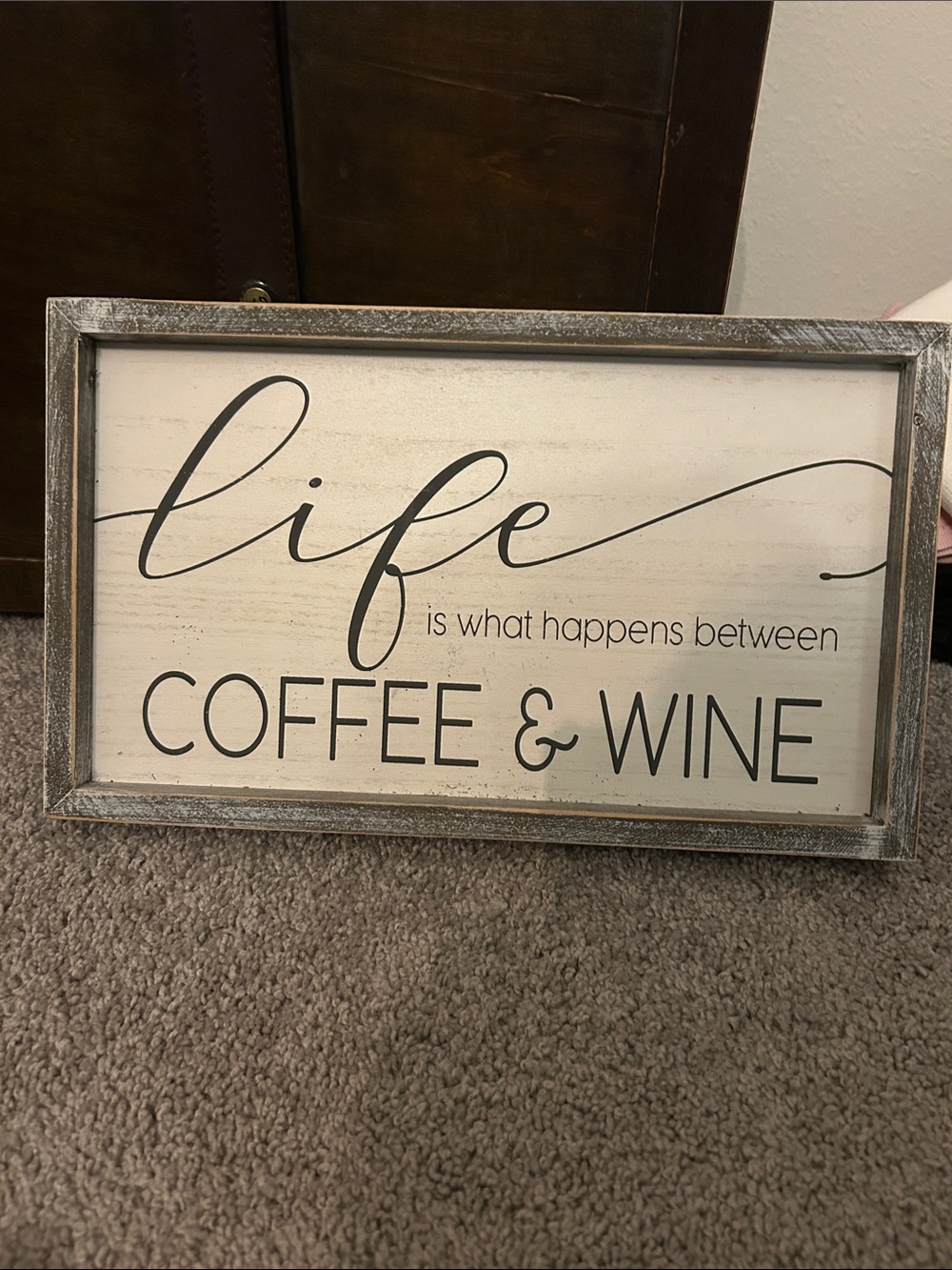 Farmhouse Coffee & Wine Wood Sign Kitchen Bar Decor 15x9